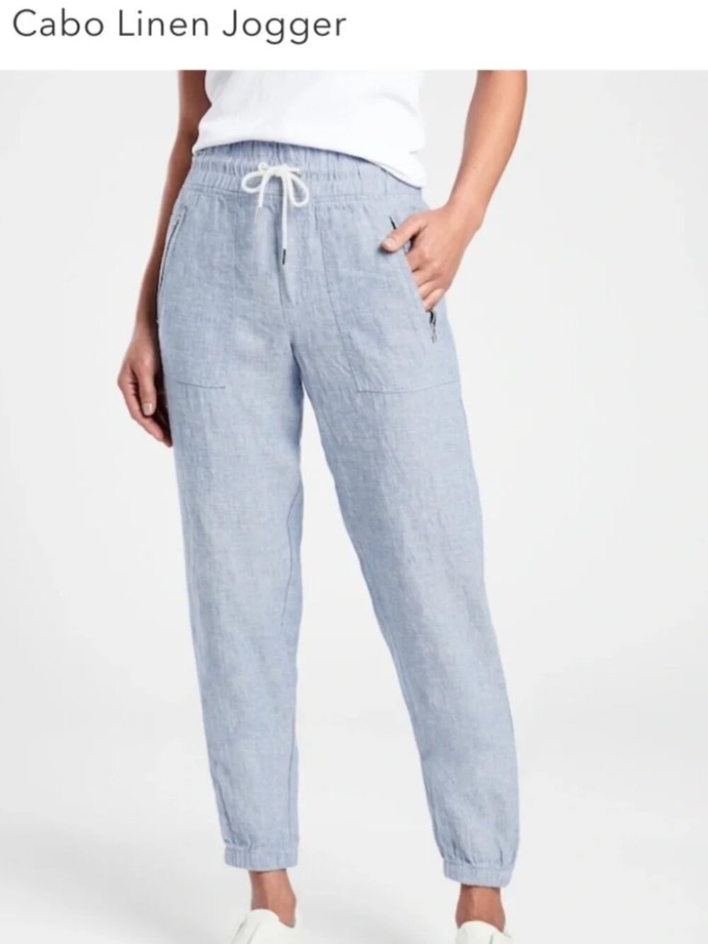 Athleta Women's Linen Track Pants - Blue